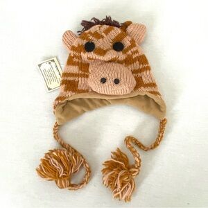 Handmade Nepal 100% Wool Giraffe Animal Hat for Kids